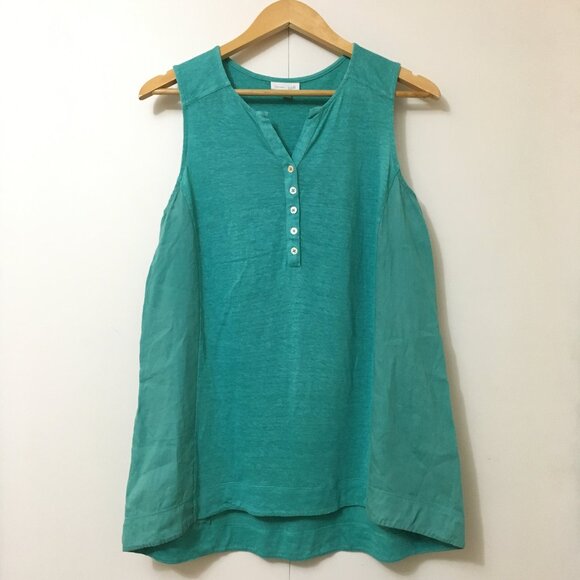 Love Linen 100% Linen Teal A-line Tank Top - Picture 3 of 15
